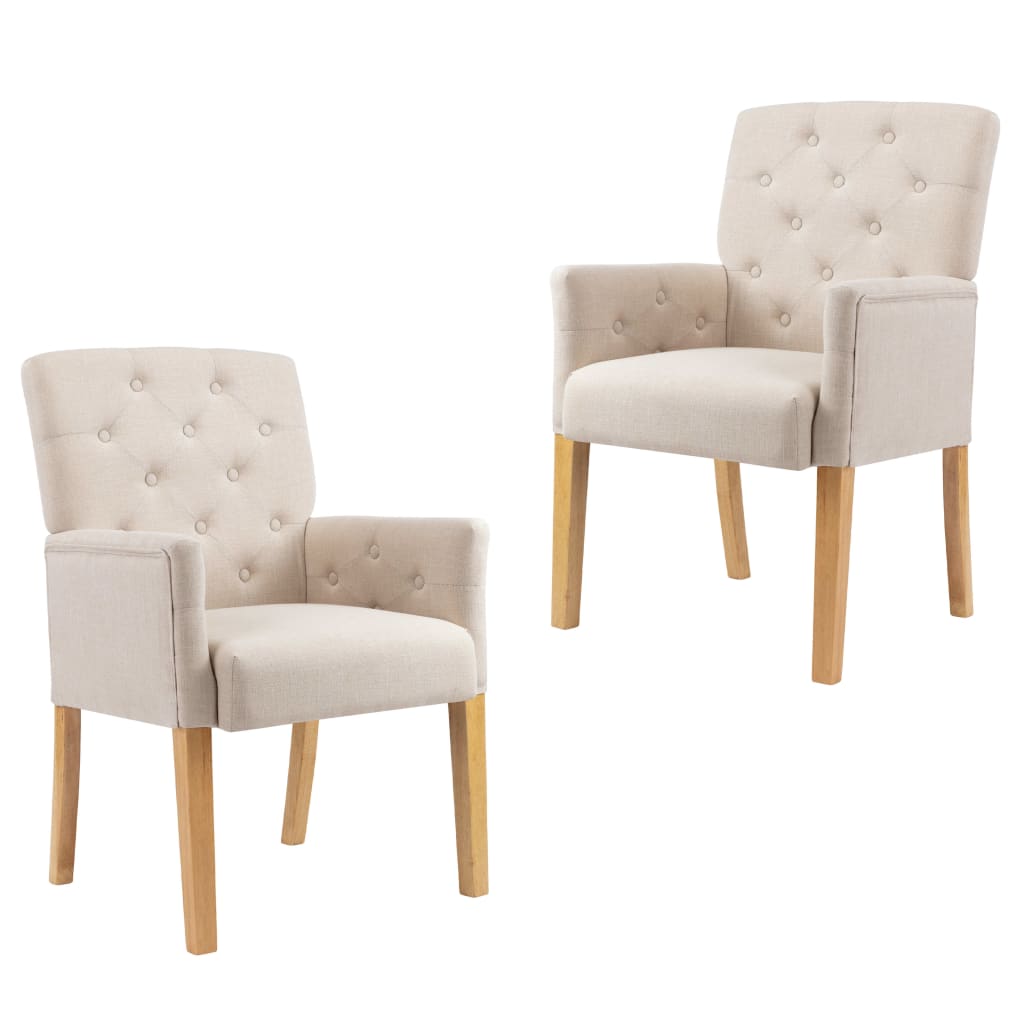 vidaXL Dining Chairs with Armrests 6 pcs Beige Fabric