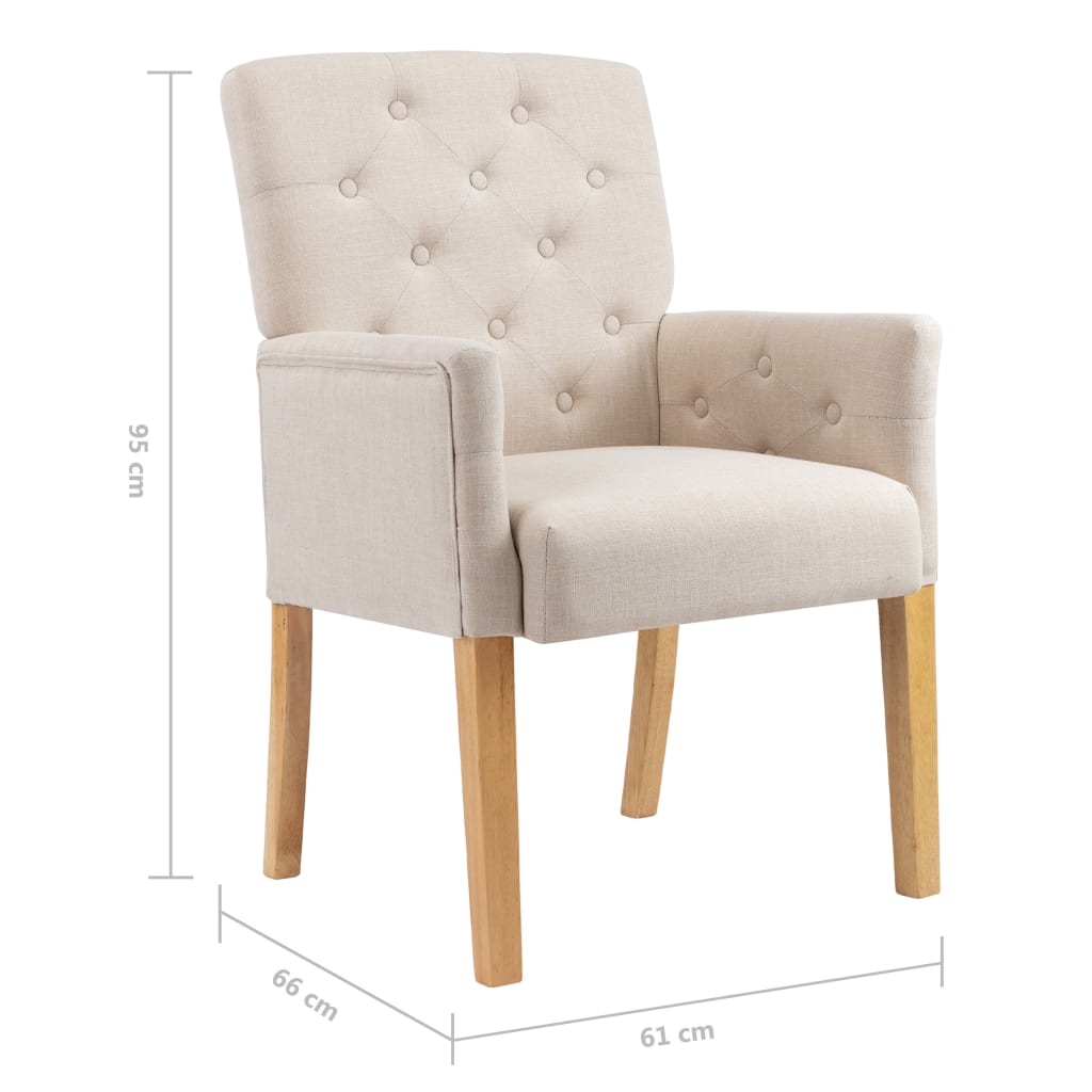 vidaXL Dining Chairs with Armrests 6 pcs Beige Fabric