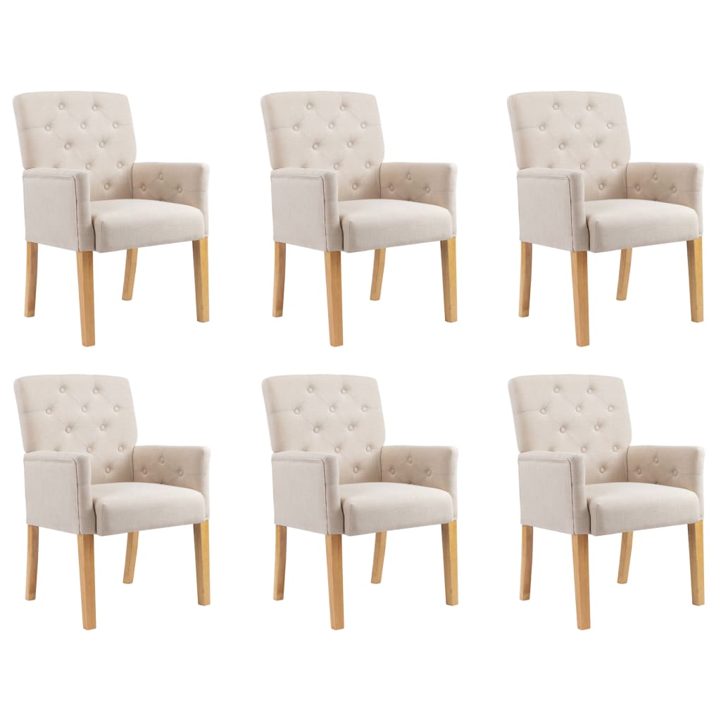 vidaXL Dining Chairs with Armrests 6 pcs Beige Fabric