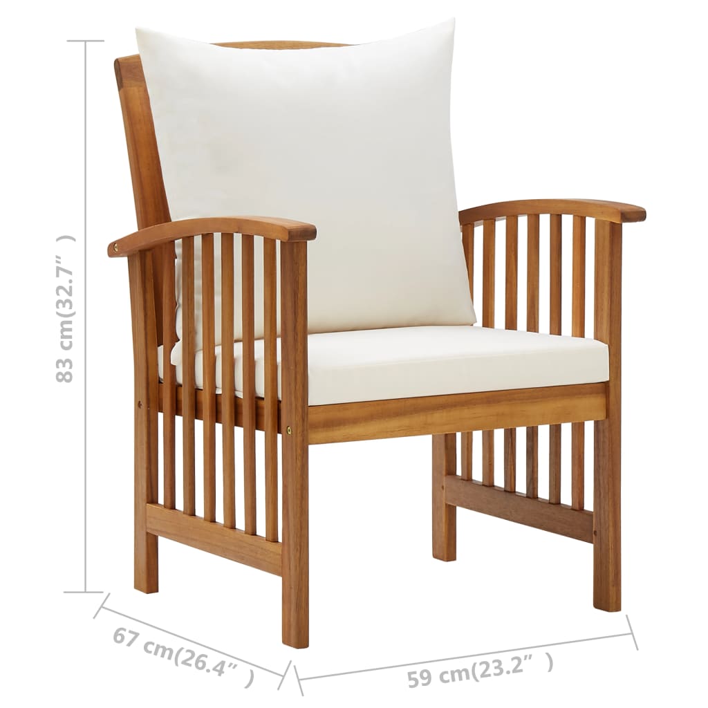 vidaXL 5 Piece Garden Lounge Set with Cushions Solid Acacia Wood