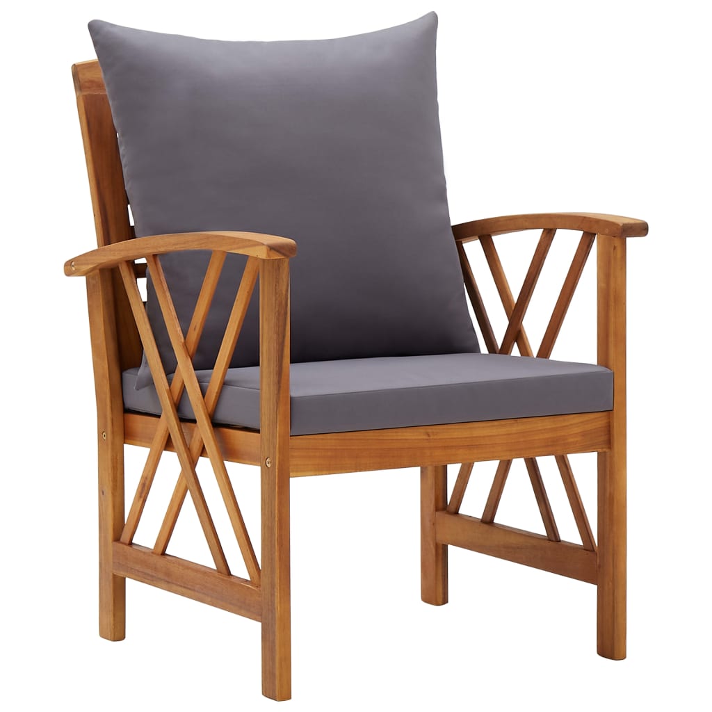 vidaXL 4 Piece Garden Lounge Set with Cushions Solid Acacia Wood