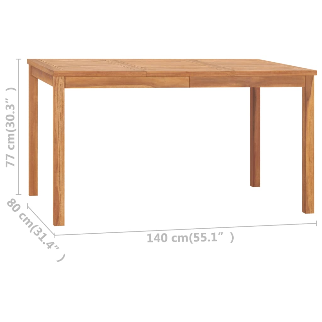 vidaXL Garden Dining Table 180x90x77 cm Solid Teak Wood