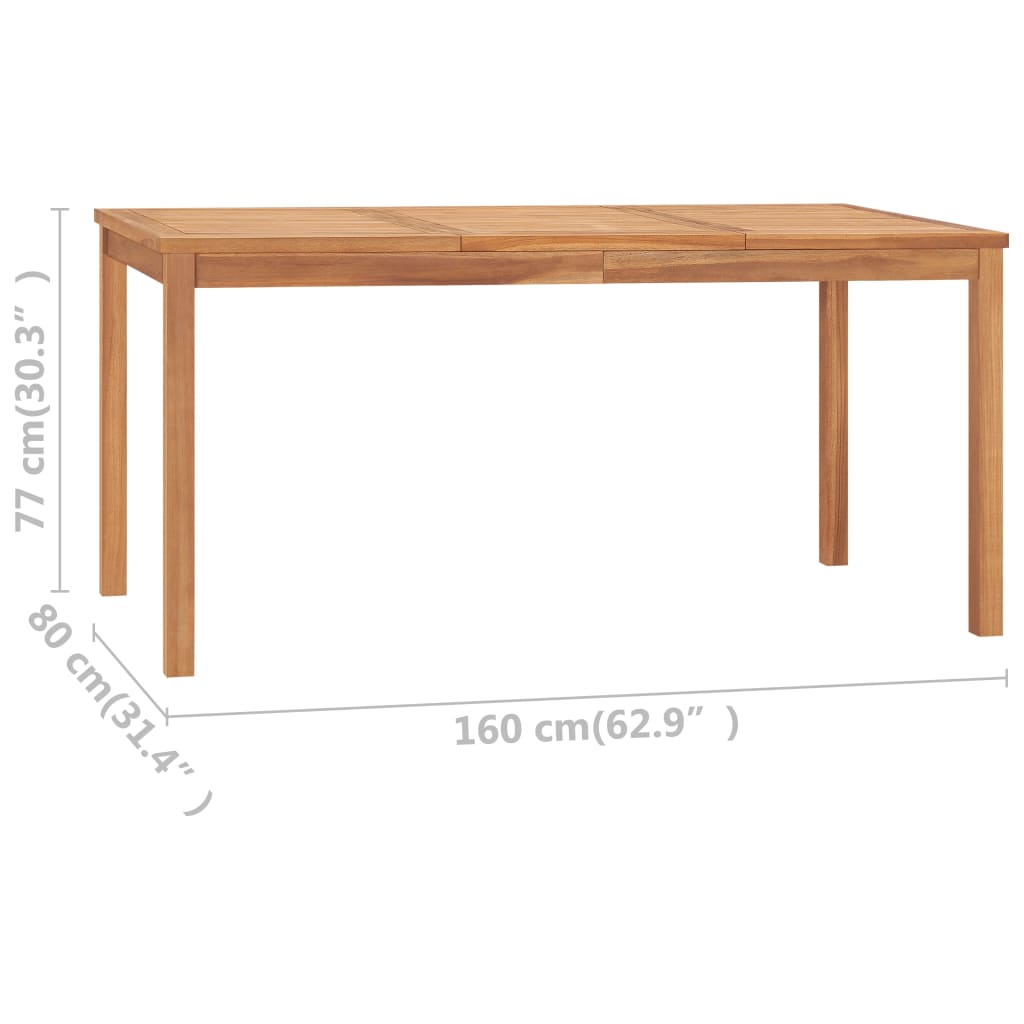 vidaXL Garden Dining Table 180x90x77 cm Solid Teak Wood