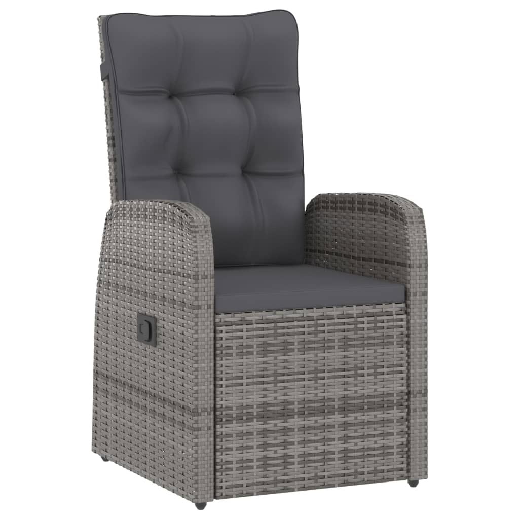 vidaXL 7 Piece Outdoor Dining Set with Cushions Poly Rattan Black