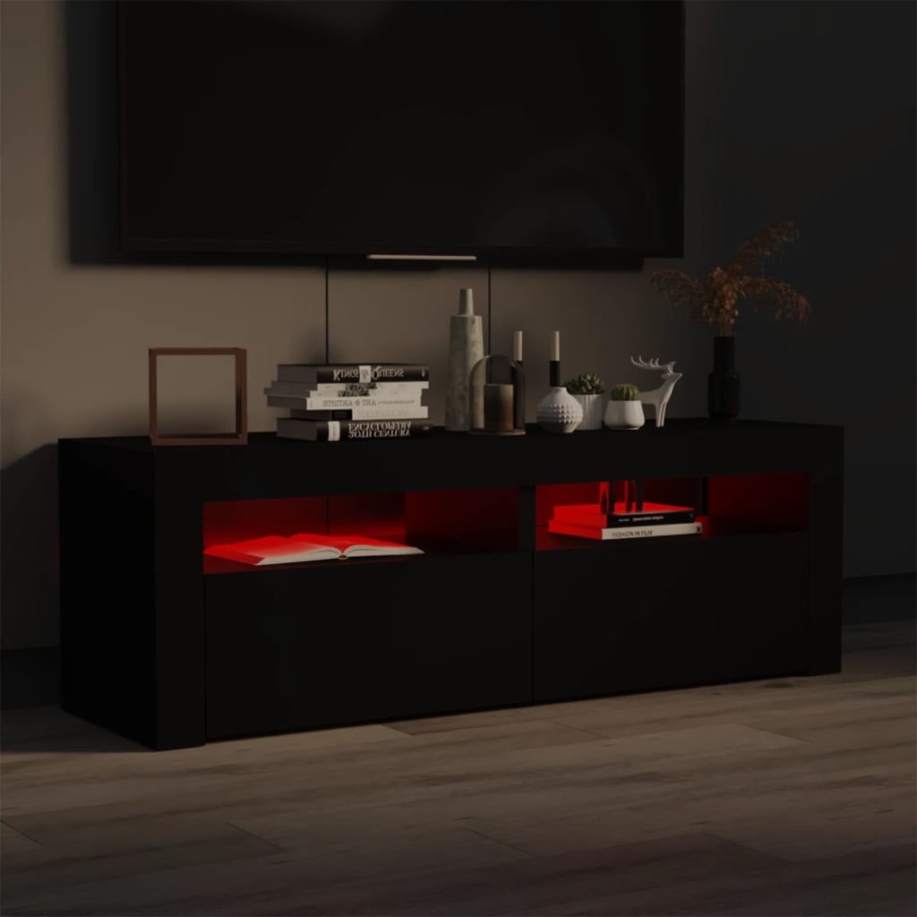 vidaXL TV Cabinet with LED Lights Black 120x35x40 cm