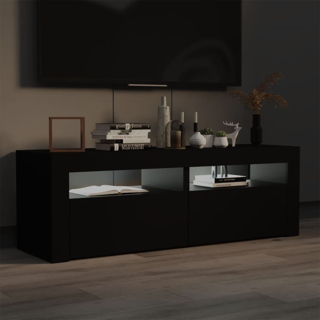 vidaXL TV Cabinet with LED Lights Black 120x35x40 cm