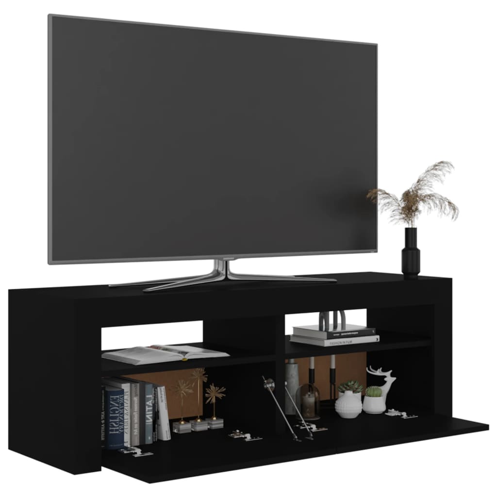 vidaXL TV Cabinet with LED Lights Black 120x35x40 cm