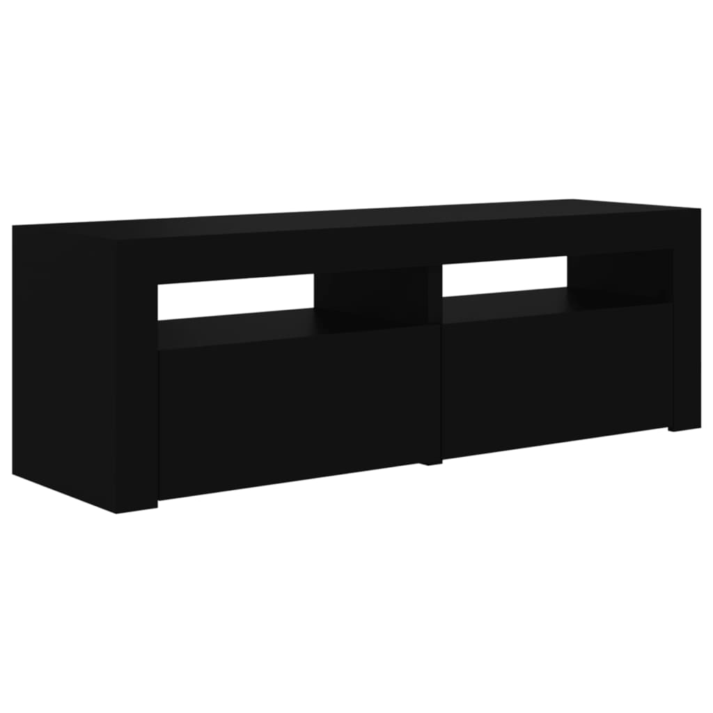 vidaXL TV Cabinet with LED Lights Black 120x35x40 cm