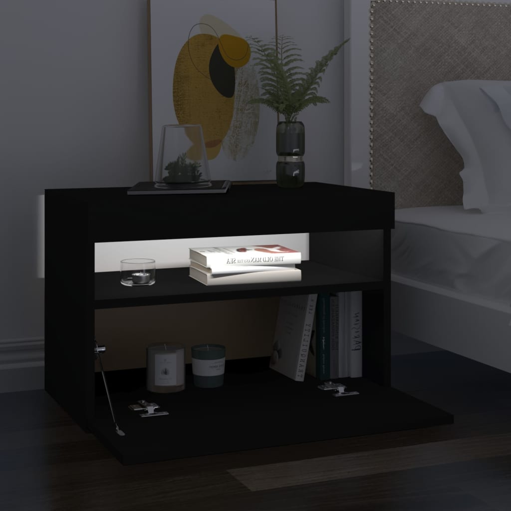 vidaXL TV Cabinet with LED Lights Black 120x35x40 cm