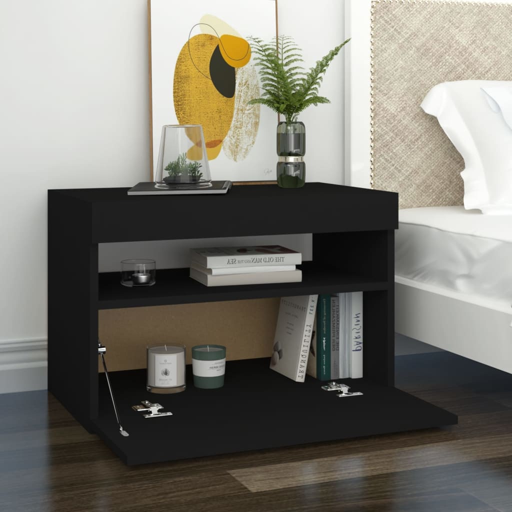 vidaXL TV Cabinet with LED Lights Black 120x35x40 cm