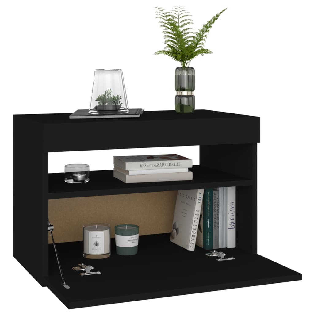 vidaXL TV Cabinet with LED Lights Black 120x35x40 cm