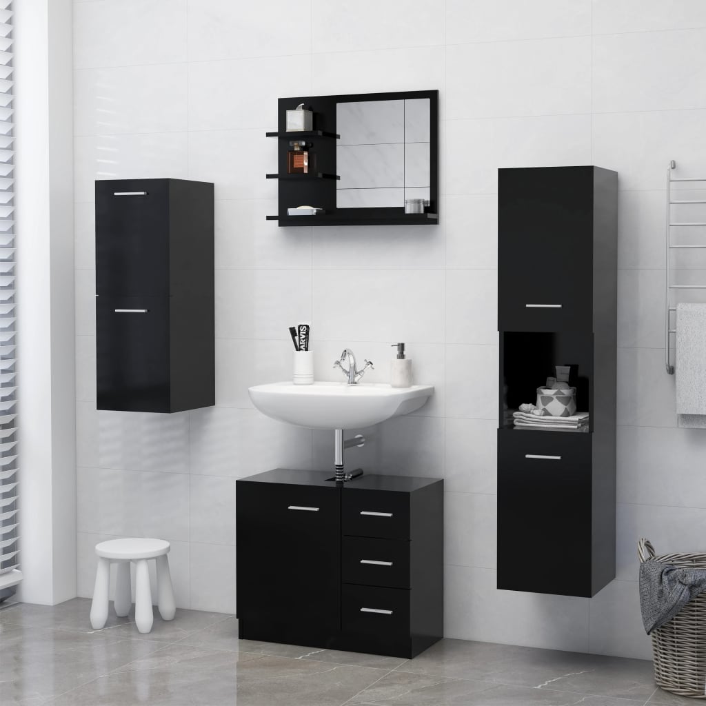 vidaXL Bathroom Mirror Black 60x10.5x45 cm Engineered Wood