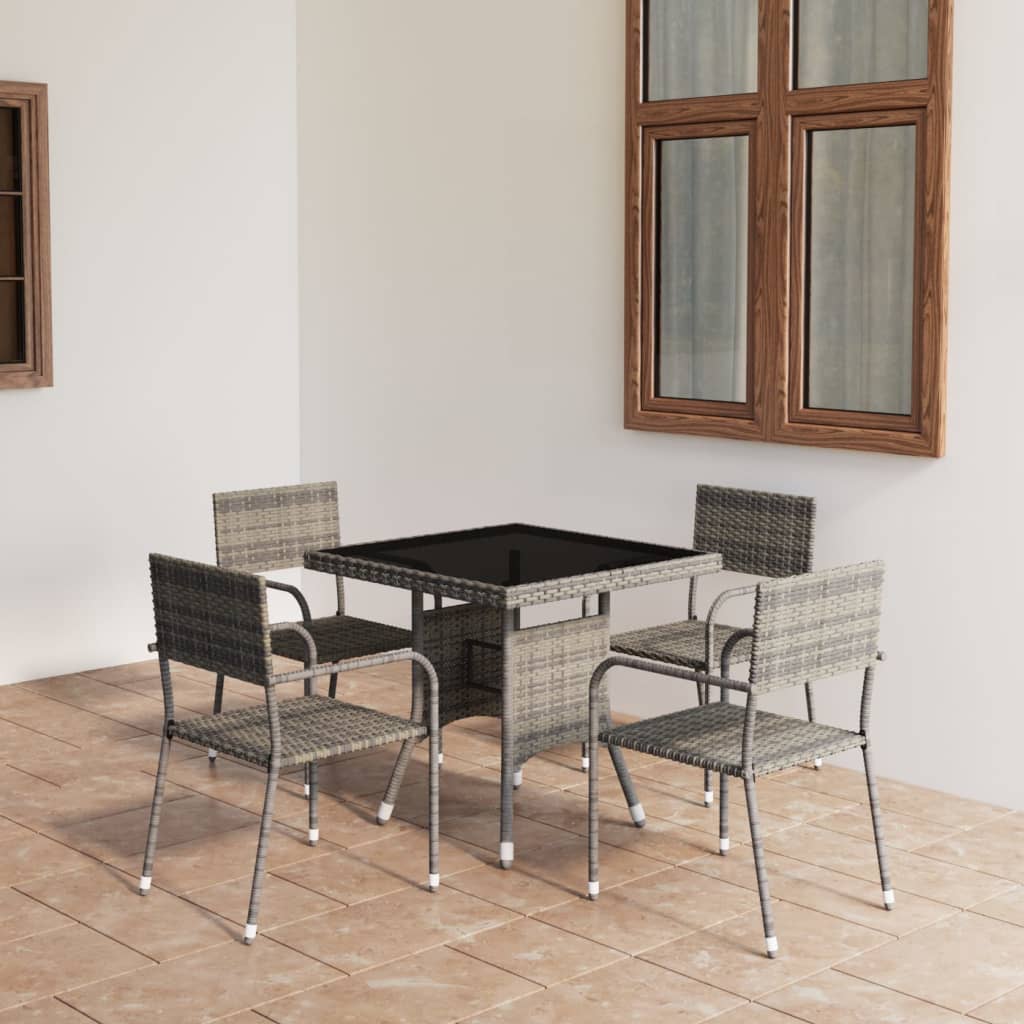 vidaXL 3 Piece Garden Dining Set Poly Rattan Black
