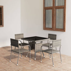 vidaXL 3 Piece Garden Dining Set Poly Rattan Black