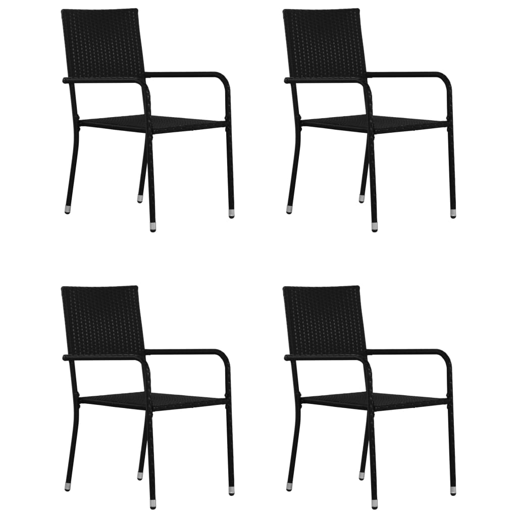 vidaXL 3 Piece Garden Dining Set Poly Rattan Black