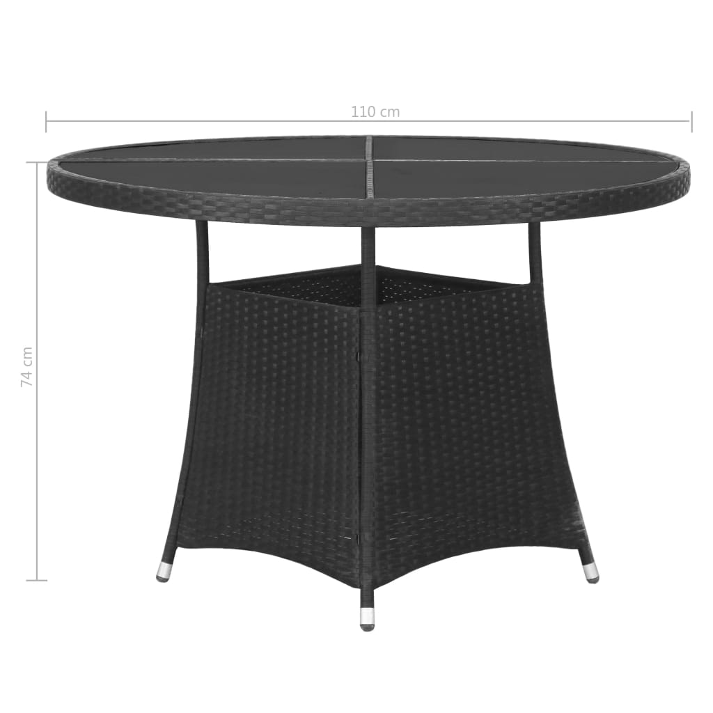 vidaXL 3 Piece Garden Dining Set Poly Rattan Black