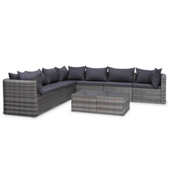 vidaXL 10 Piece Garden Lounge Set with Cushions Poly Rattan Grey