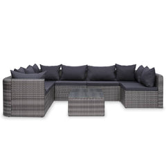 vidaXL 10 Piece Garden Lounge Set with Cushions Poly Rattan Grey