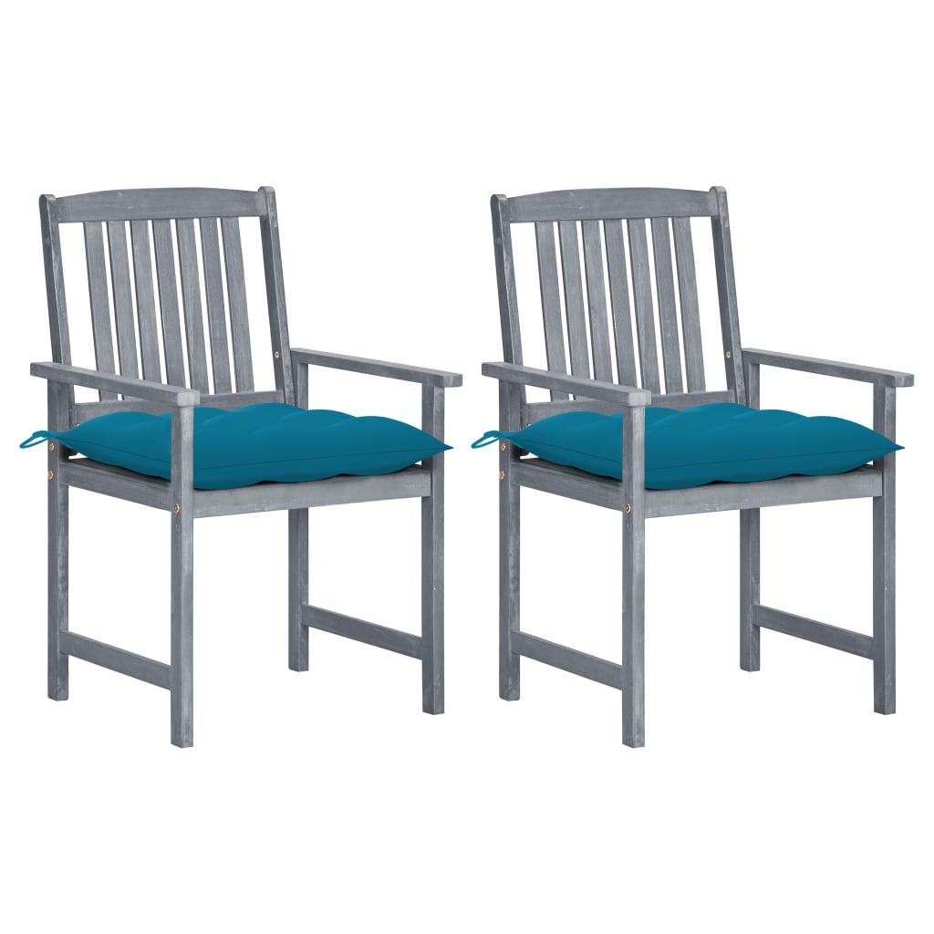 vidaXL Garden Chairs with Cushions 2 pcs Solid Acacia Wood