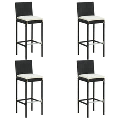 vidaXL 5 Piece Garden Bar Set with Cushions Poly Rattan Black