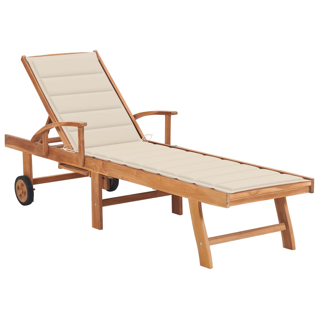 vidaXL Sun Lounger with Anthracite Cushion Solid Teak Wood
