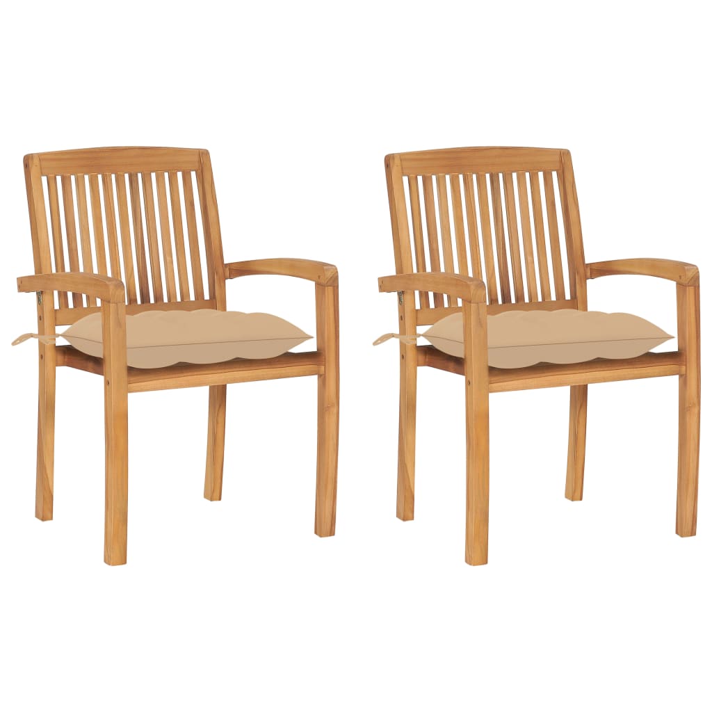 vidaXL Garden Chairs 2 pcs with Anthracite Cushions Solid Teak Wood