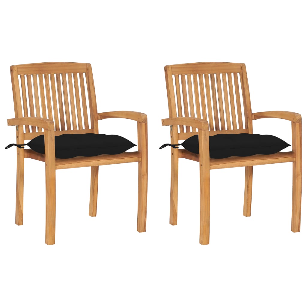 vidaXL Garden Chairs 2 pcs with Anthracite Cushions Solid Teak Wood