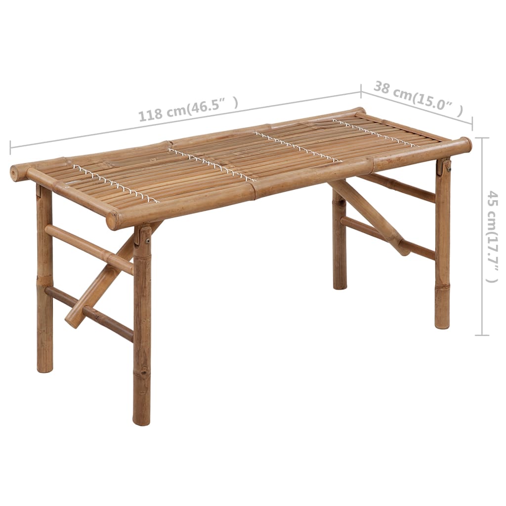 vidaXL Folding Garden Bench with Cushion 118 cm Bamboo