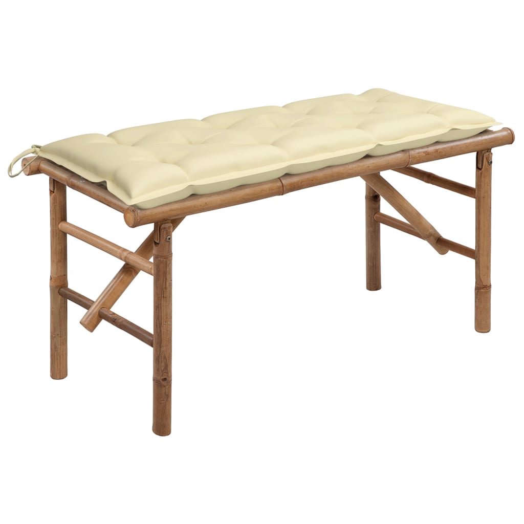 vidaXL Folding Garden Bench with Cushion 118 cm Bamboo