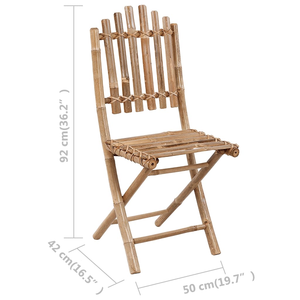 vidaXL Folding Garden Chairs 2 pcs with Cushions Bamboo