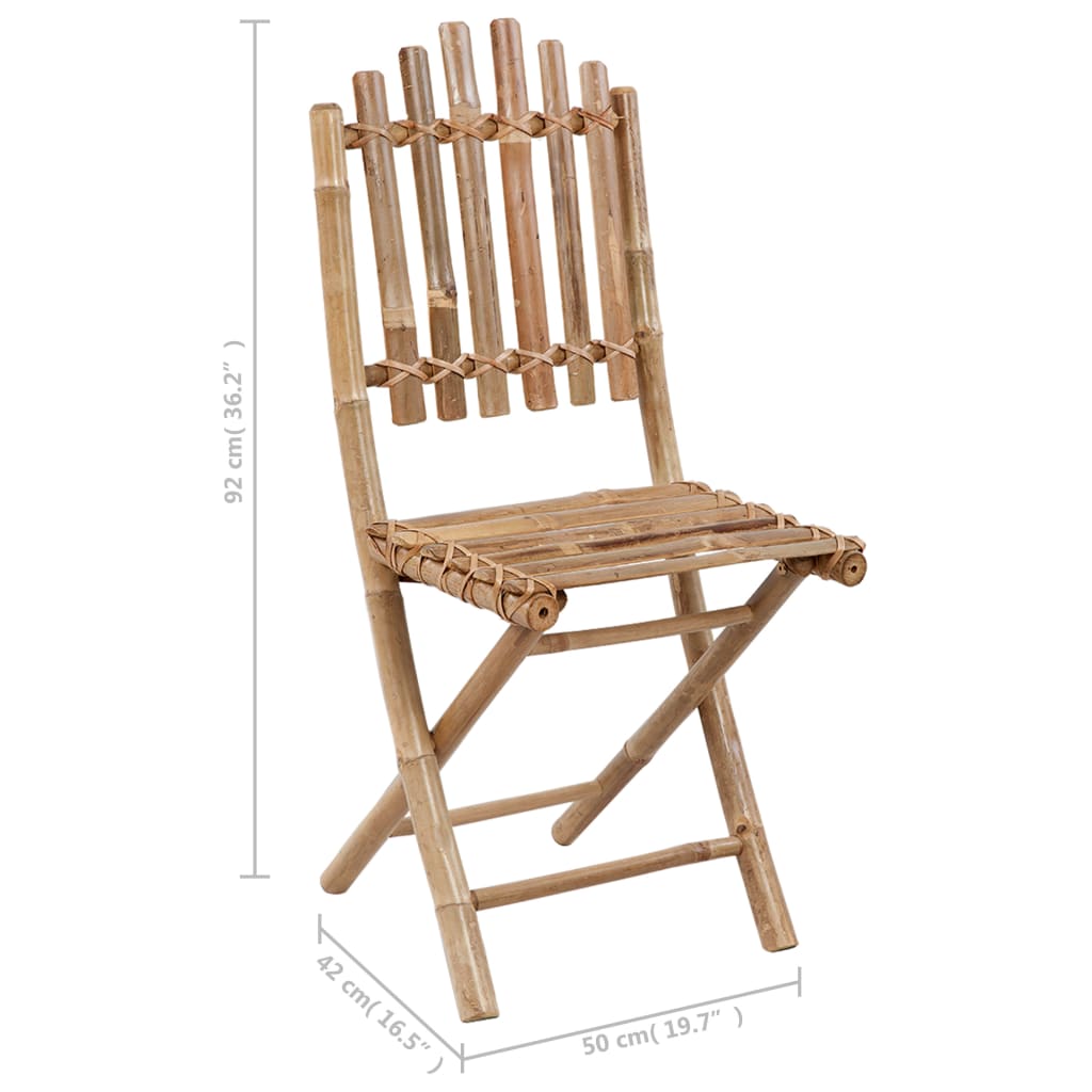 vidaXL Folding Garden Chairs 2 pcs with Cushions Bamboo