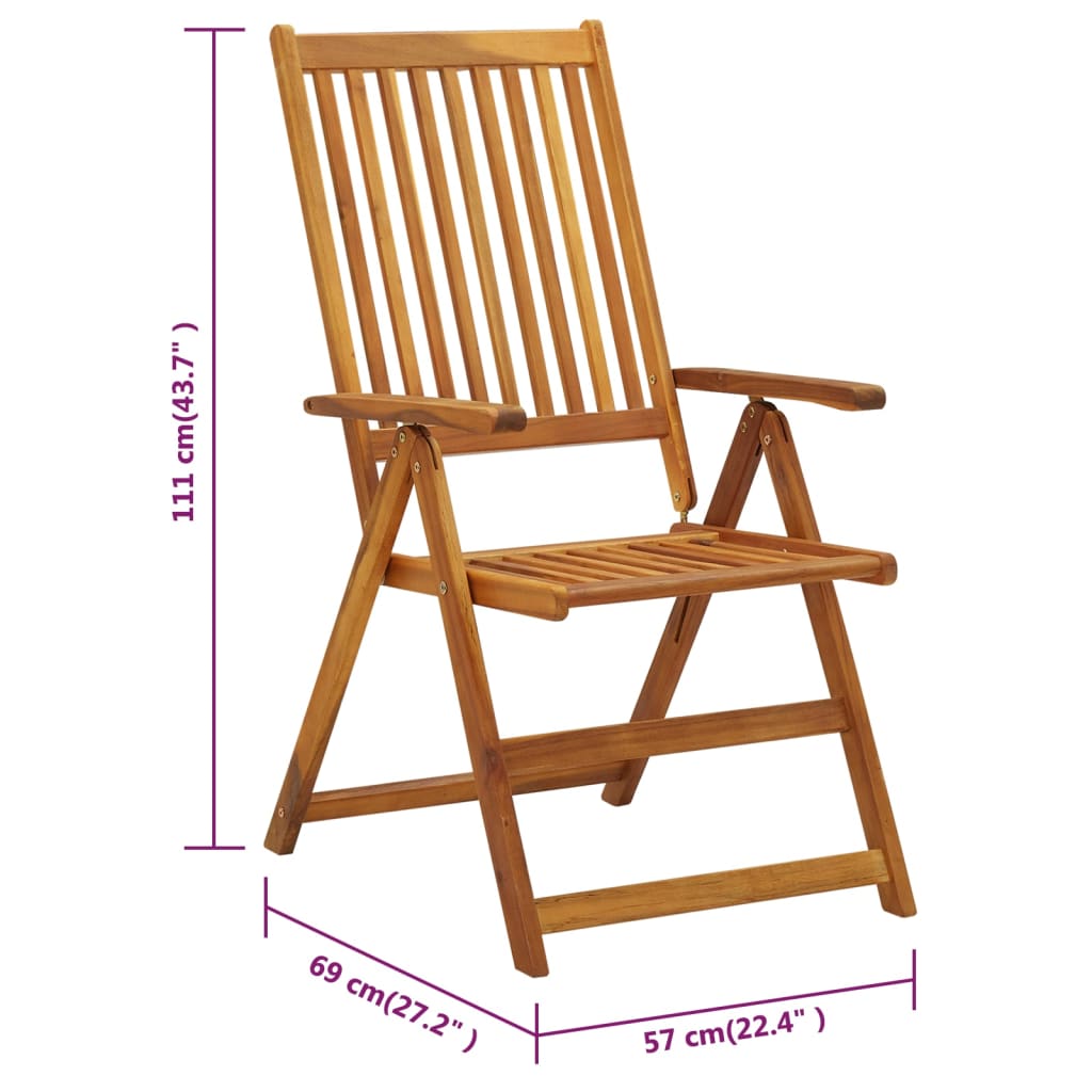 vidaXL Folding Garden Chairs 6 pcs with Cushions Solid Acacia Wood