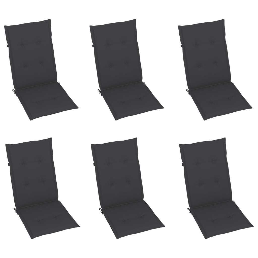 vidaXL Folding Garden Chairs 6 pcs with Cushions Solid Acacia Wood