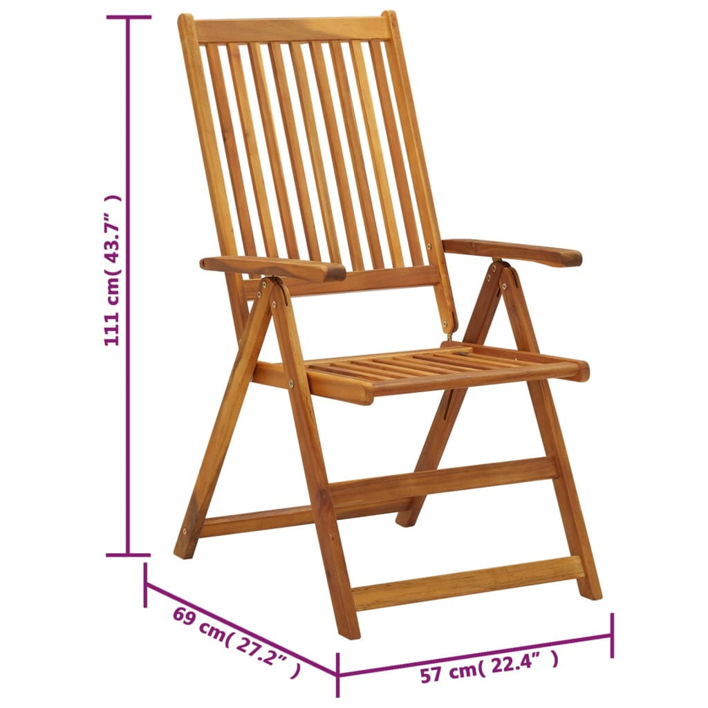 vidaXL Folding Garden Chairs 6 pcs with Cushions Solid Acacia Wood