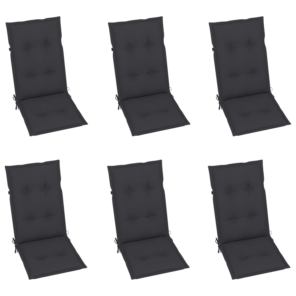 vidaXL Folding Garden Chairs 6 pcs with Cushions Solid Acacia Wood
