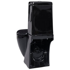 vidaXL WC Ceramic Toilet Bathroom Round Toilet Bottom Water Flow Black
