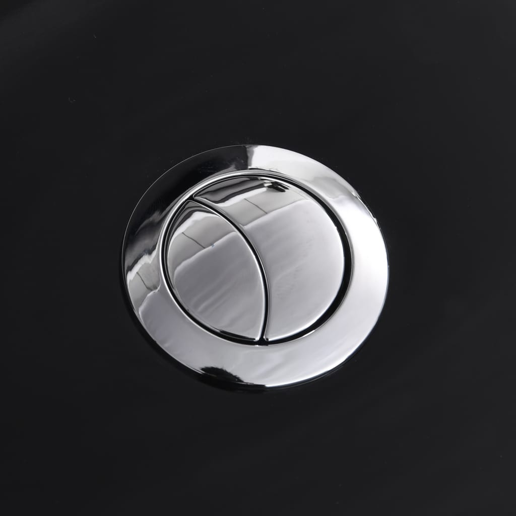 vidaXL WC Ceramic Toilet Bathroom Round Toilet Bottom Water Flow Black