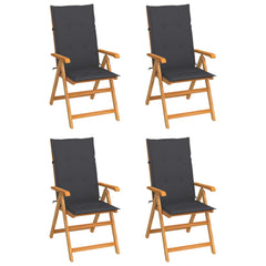 vidaXL Garden Chairs 4 pcs with Anthracite Cushions Solid Teak Wood