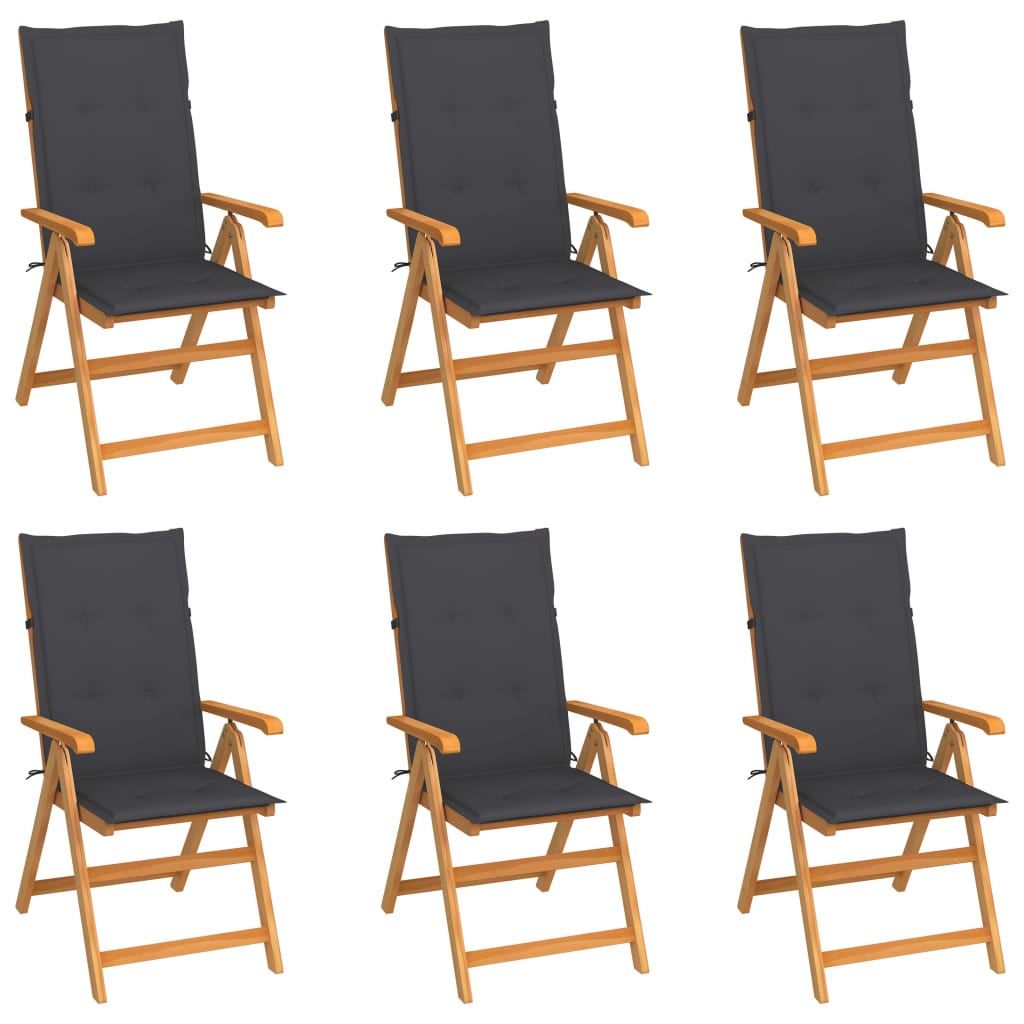 vidaXL Garden Chairs 4 pcs with Anthracite Cushions Solid Teak Wood