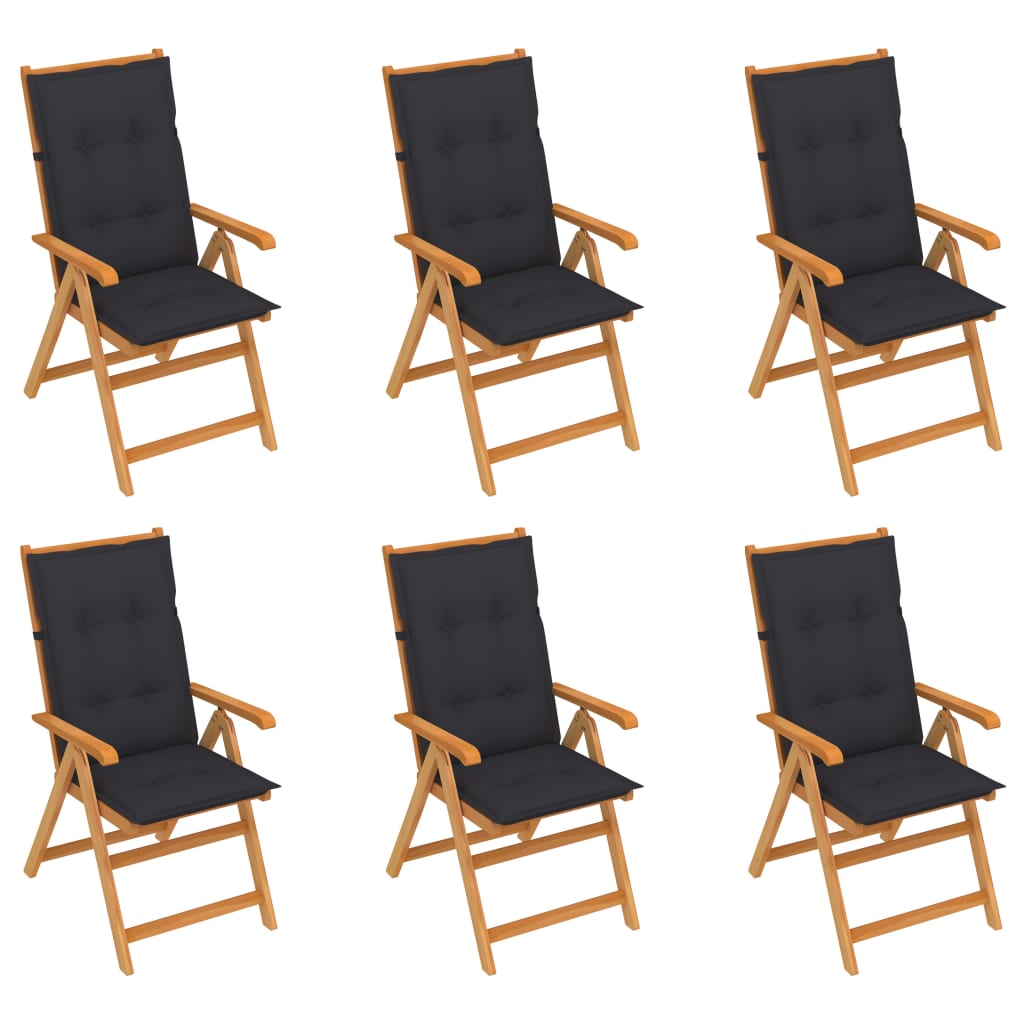 vidaXL Garden Chairs 4 pcs with Anthracite Cushions Solid Teak Wood