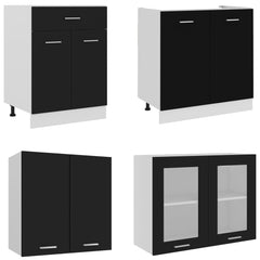 vidaXL 4 Piece Kitchen Cabinet Set Black Engineered Wood