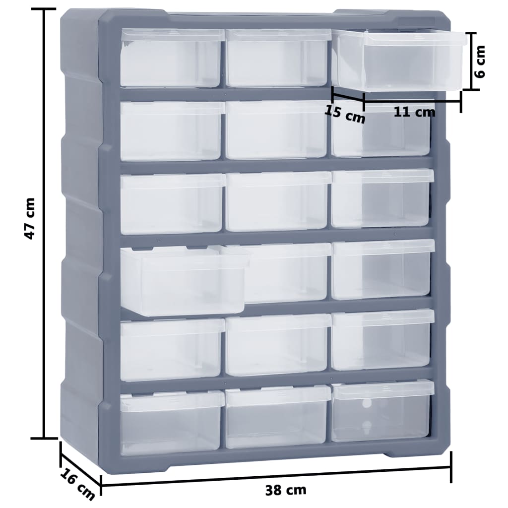vidaXL Multi-drawer Organiser with 18 Middle Drawers 38x16x47 cm