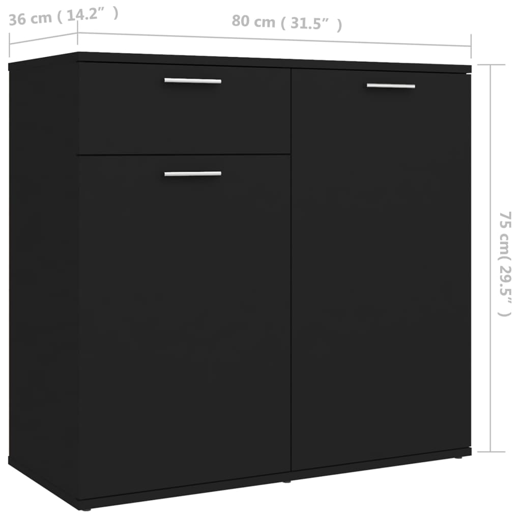 vidaXL Sideboard Black 80x36x75 cm Engineered Wood