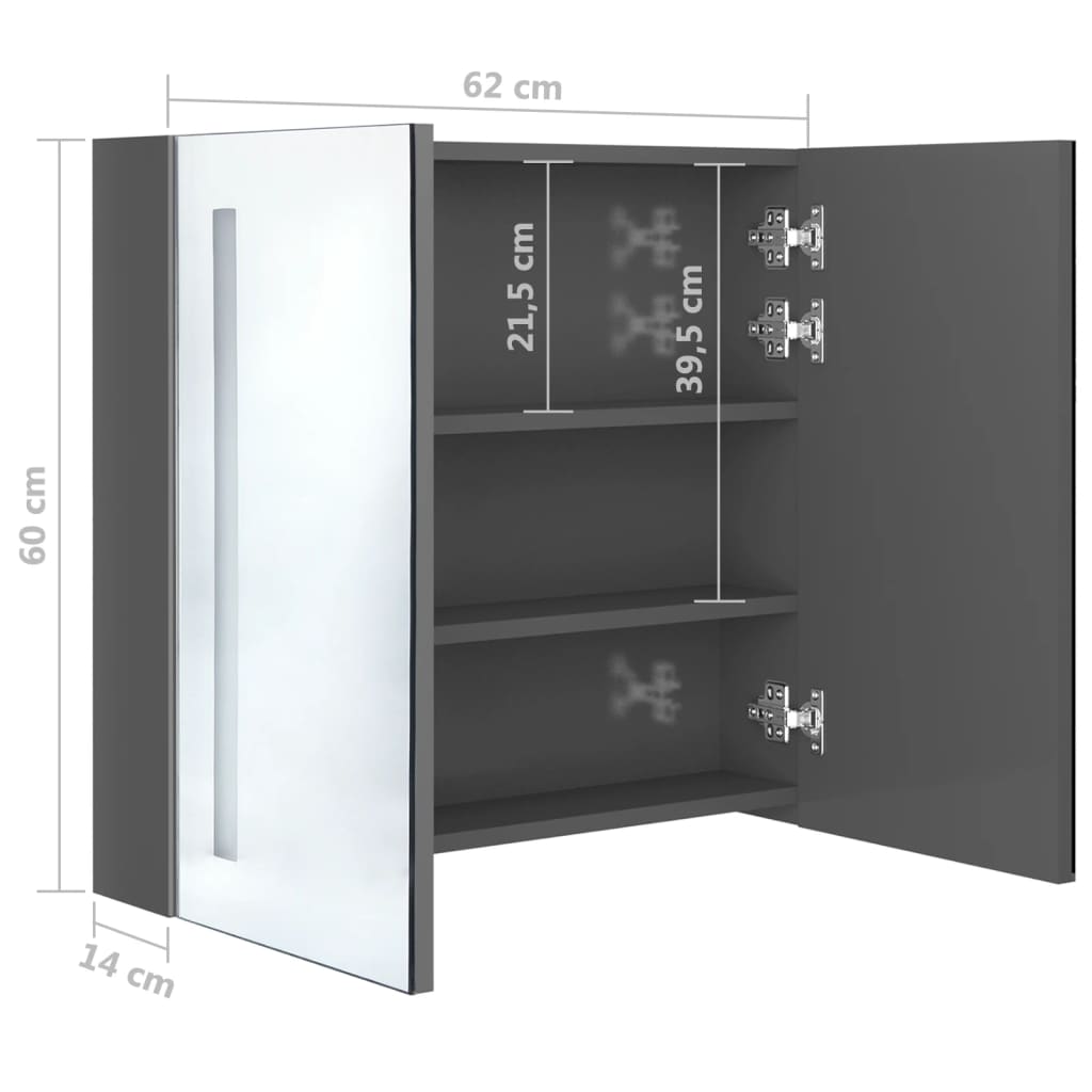 LED Bathroom Mirror Cabinet Shining  62x14x60 cm