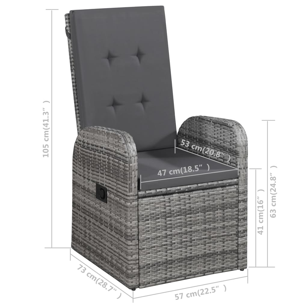 vidaXL 7 Piece Garden Dining Set Black