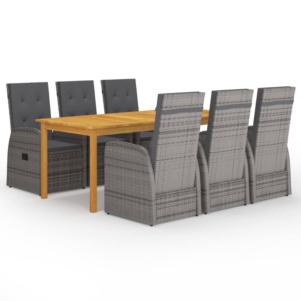 vidaXL 7 Piece Garden Dining Set Black