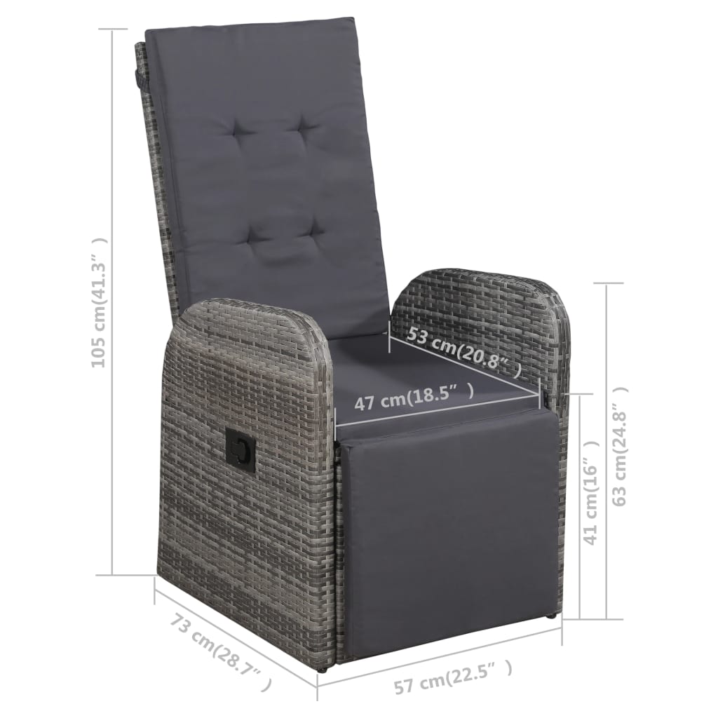 vidaXL 7 Piece Garden Dining Set Black