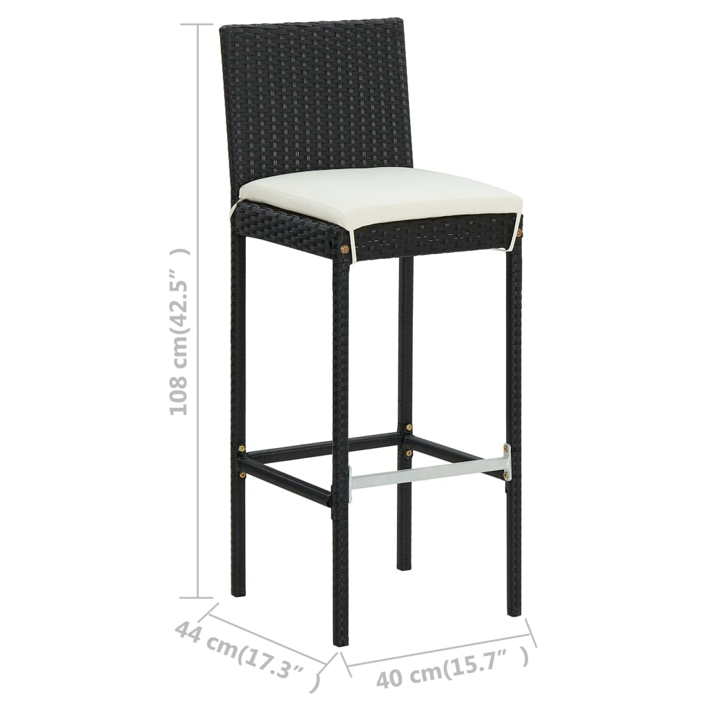 vidaXL 7 Piece Garden Bar Set with Cushions Black