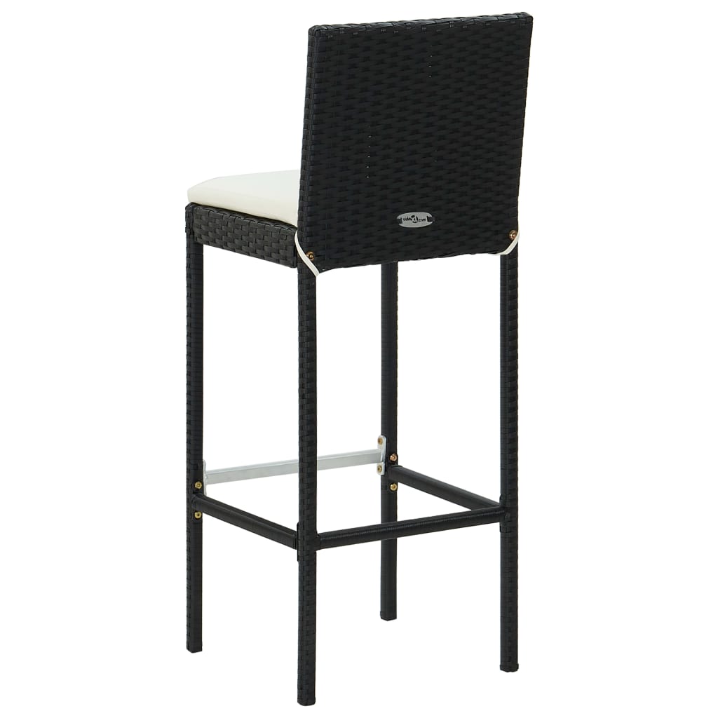 vidaXL 7 Piece Garden Bar Set with Cushions Black