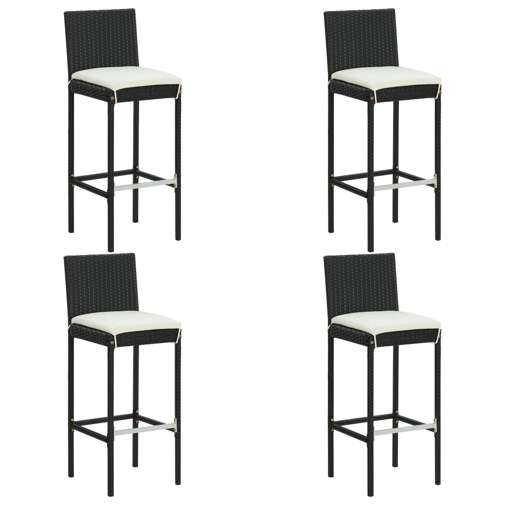 vidaXL 7 Piece Garden Bar Set with Cushions Black